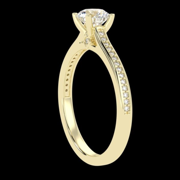 Round Solitaire Wedding Ring Made In 18 / 14 / 10 KT Gold Embellished With Shinny Moissanite Diamonds For The Wedding And Anniversary Gift