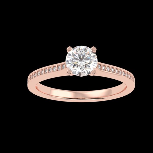 Round Solitaire Wedding Ring Made In 18 / 14 / 10 KT Gold Embellished With Shinny Moissanite Diamonds For The Wedding And Anniversary Gift