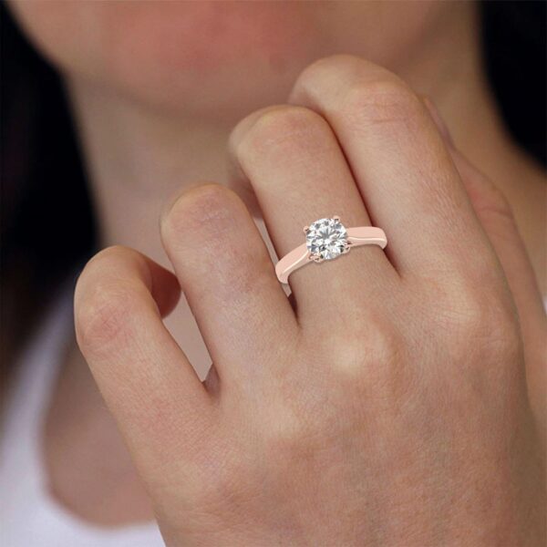 Wedding Round Solitaire Diamond Ring Made In 18 / 14 / 10 KT Gold Studded With Certified Lab Diamonds For Anniversary And Wedding Gift