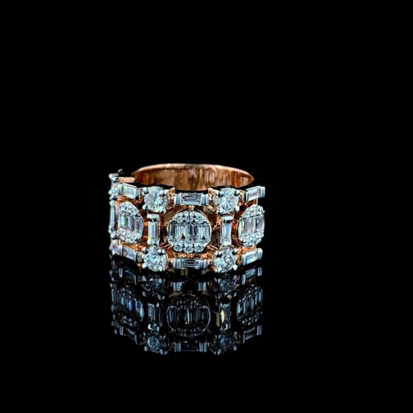 Iced Out Unisex Ring Made In 14 KT Gold & 10 KT Gold Studded With Shinny Moissanite Diamonds For Anniversary Or Birthday Gift To Special One