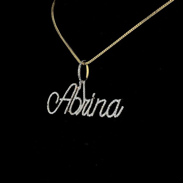 Iced Out Any Name Pendant Made In 14 / 10 KT Gold Embellished With Shinny Moissanite Diamonds For The Birthday And Anniversary Gift For Her