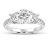 Three Stone Round Diamond Ring Made In 18 / 14 / 10 KT Gold Embellished With Certified Lab Diamonds For The Wedding And Anniversary Gift