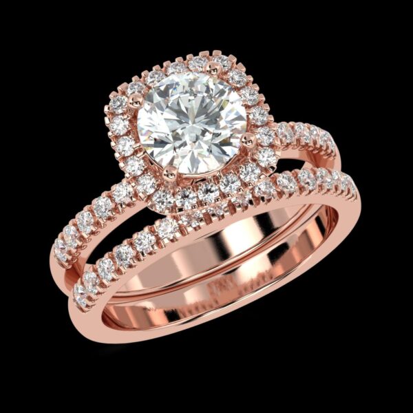 Halo Style Round Diamond Ring Made In 18 / 14 / 10 KT Gold Embellished With Certified Lab Diamonds For The Anniversary And Wedding Gift