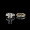 Iced Out Emerald Ring And Band Combo Made In 18 / 14 / 10 KT Gold Studded With Shinny Moissanite Diamonds For Birthday And Anniversary Gift