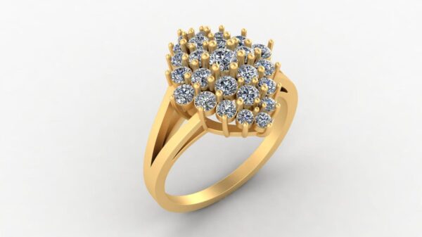Unique Style Round Diamond Ring Made In 18 / 14 / 10 KT Gold Embellished With Certified Lab Diamonds For The Anniversary And Birthday Gift