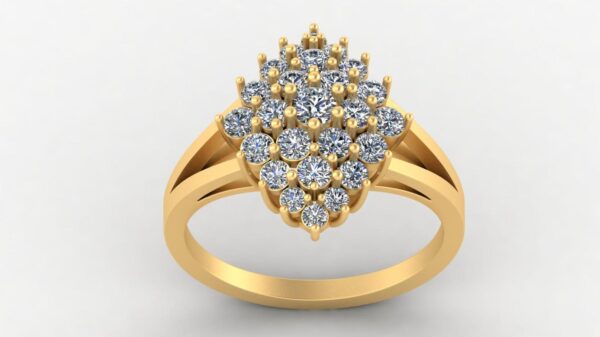 Unique Style Round Diamond Ring Made In 18 / 14 / 10 KT Gold Embellished With Certified Lab Diamonds For The Anniversary And Birthday Gift