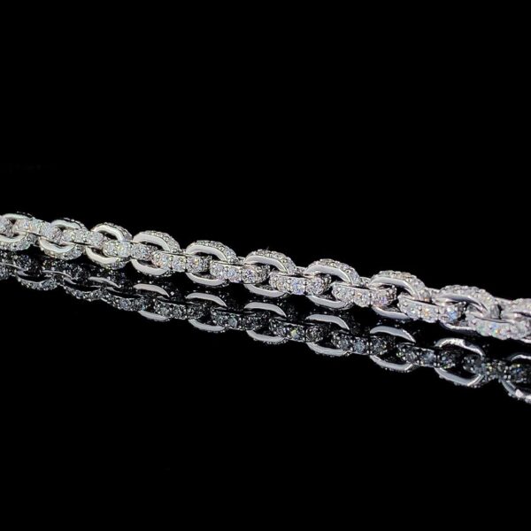 Iced Out Unisex Bracelet Made In 18 / 14 / 10 KT Gold Studded With Shinny Moissanite Diamonds For The Birthday And Anniversary Gift For Her
