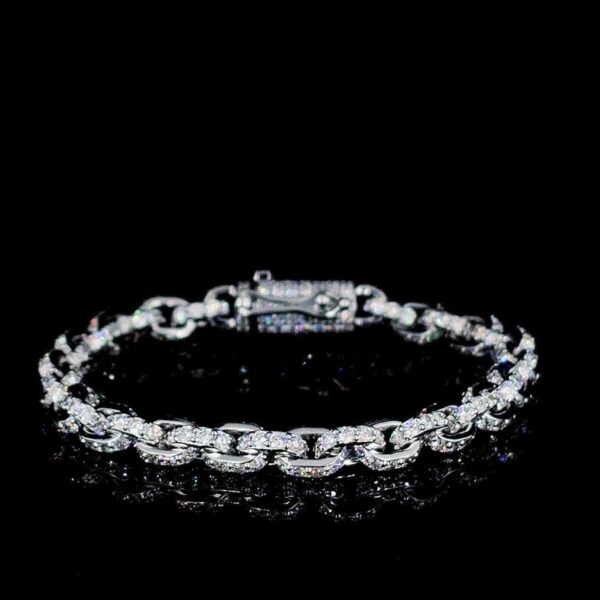 Iced Out Unisex Bracelet Made In 18 / 14 / 10 KT Gold Studded With Shinny Moissanite Diamonds For The Birthday And Anniversary Gift For Her