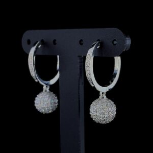Iced Out Ball Earring Made In 18 / 14 / 10 KT Gold Embellished With Shinny Moissanite Diamonds For The Wedding And Anniversary Gift For Her