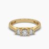 Three Stone Round Diamond Ring Made In 18/ 14 / 10 KT Gold Embellished With Certified Lab Diamonds For The Wedding And Anniversary Gift