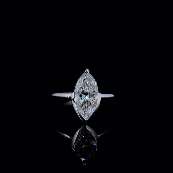 Unique Setting Marquise Diamond Ring Made In 18 / 14 / 10KT Gold Embellished With Certified Lab Diamonds For Anniversary And Wedding Gift
