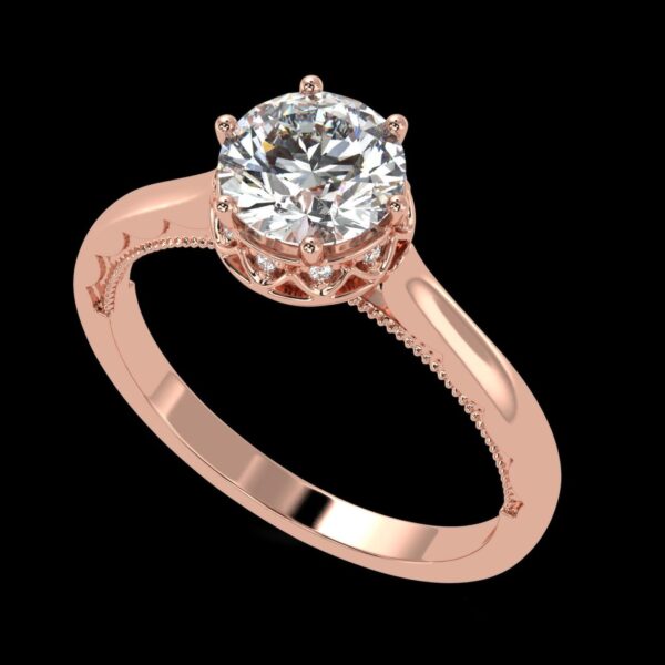 Solitaire Round Engagement Ring Made In 18 / 14 / 10 KT Gold Embellished With Certified Lab Diamonds For The Wedding And Anniversary Gift