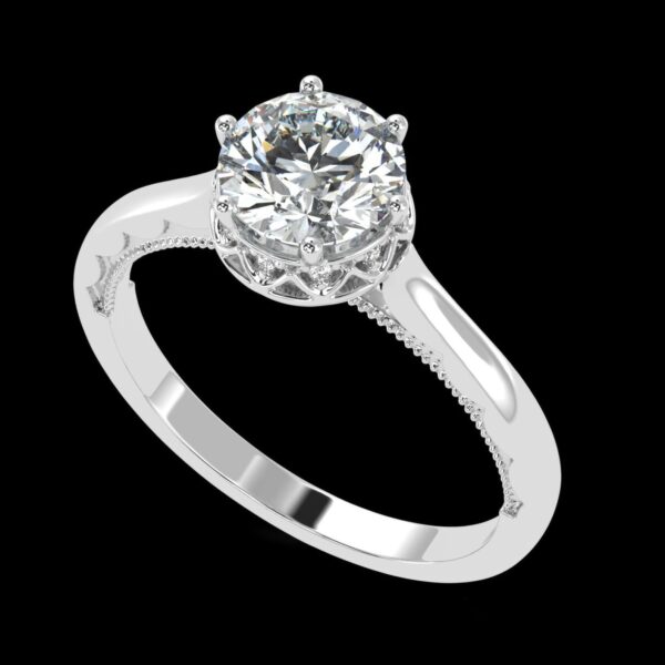 Solitaire Round Engagement Ring Made In 18 / 14 / 10 KT Gold Embellished With Certified Lab Diamonds For The Wedding And Anniversary Gift