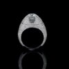 Iced Out Unique Setting Hip Hop Ring Made In 18 / 14 / 10 KT Gold Studded With Shinny Moissanite Diamonds For The Birthday And Unisex Gift