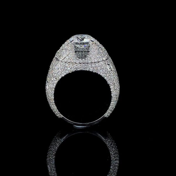 Iced Out Unique Setting Hip Hop Ring Made In 18 / 14 / 10 KT Gold Studded With Shinny Moissanite Diamonds For The Birthday And Unisex Gift