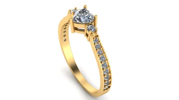 Heart Solitaire Diamond Ring Made In 18 / 14 / 10 KT Gold Studded With Certified Lab Diamonds For The Wedding And Anniversary Gift For Her