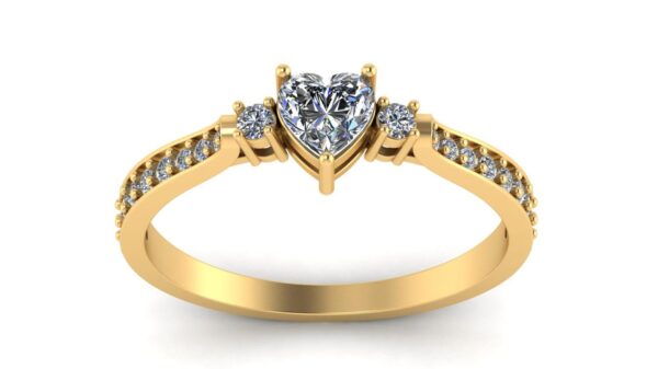 Heart Solitaire Diamond Ring Made In 18 / 14 / 10 KT Gold Studded With Certified Lab Diamonds For The Wedding And Anniversary Gift For Her