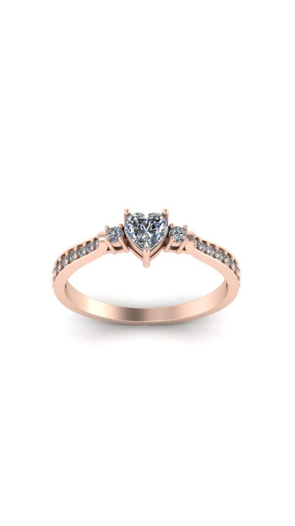 Heart Solitaire Diamond Ring Made In 18 / 14 / 10 KT Gold Studded With Certified Lab Diamonds For The Wedding And Anniversary Gift For Her
