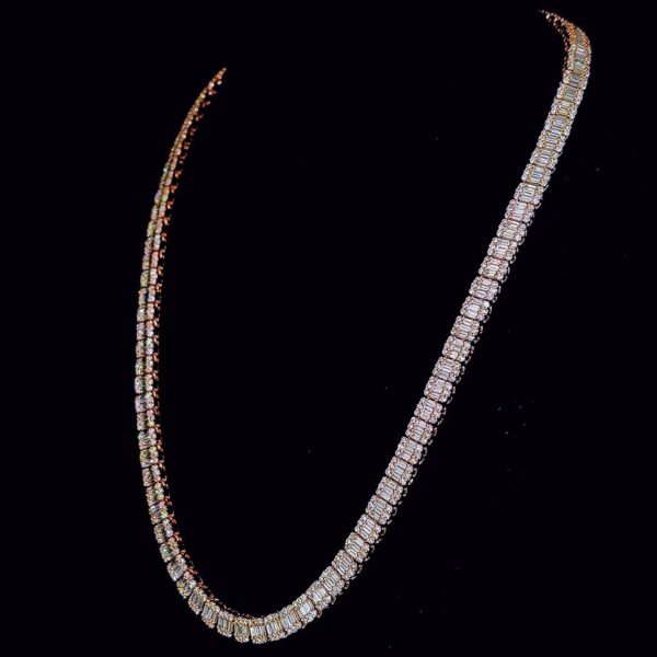 Iced Out Baguette Chain Made In 925 Sterling Silver Embellished With Shinny Moissanite Diamond For The Birthday And Anniversary Gift For Her