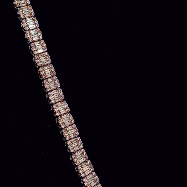 Iced Out Baguette Chain Made In 925 Sterling Silver Embellished With Shinny Moissanite Diamond For The Birthday And Anniversary Gift For Her
