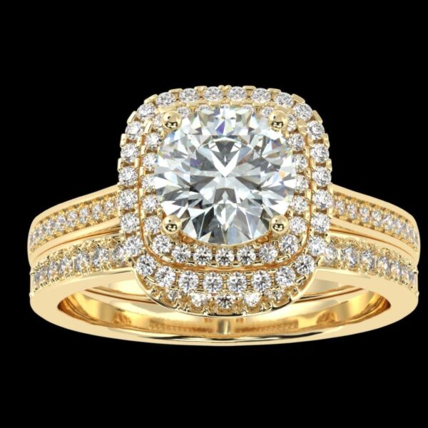 Solitaire Round Halo Ring Made In 18 / 14 / 10 KT Gold Embellished With Certified Lab Diamond For The Wedding And Anniversary Gift For Her