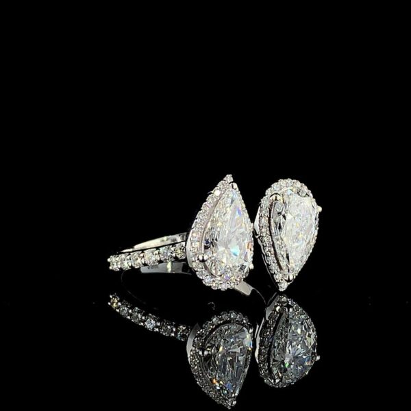 Beautiful Pear Diamond Ring Made In 18 / 14 / 10 KT Gold Embellished With Shinny Moissanite Diamond For Wedding And Anniversary Gift For Her