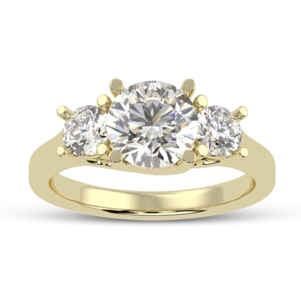 Three Stone Engagement Ring Made In 18 / 14 / 10 KT Gold Embellished With Certified Lab Diamonds For The Engagement And Wedding Gift For Her