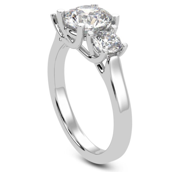 Three Stone Engagement Ring Made In 18 / 14 / 10 KT Gold Embellished With Certified Lab Diamonds For The Engagement And Wedding Gift For Her