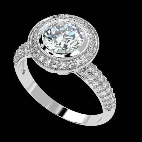 Elegant Round Diamond Ring Made In 18 / 14 / 10 KT Gold Embellished With Certified Lab Diamonds For The Wedding And Anniversary Gift For Her