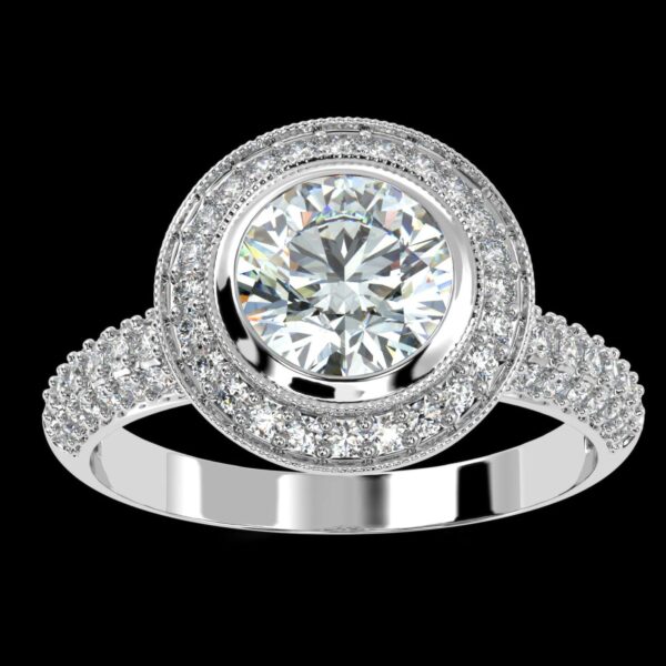 Elegant Round Diamond Ring Made In 18 / 14 / 10 KT Gold Embellished With Certified Lab Diamonds For The Wedding And Anniversary Gift For Her