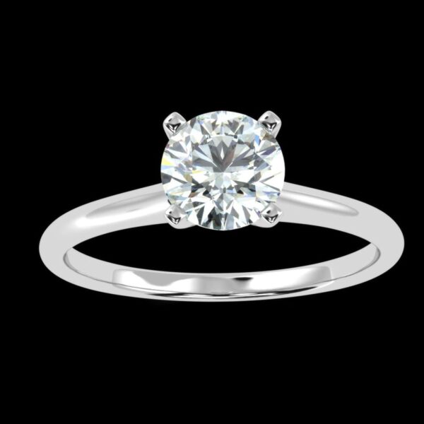 Round Solitaire Diamond Ring Made In 18 / 14 / 10 KT Gold Embellished With Certified Lab Diamonds For Anniversary And Wedding Gift For Her