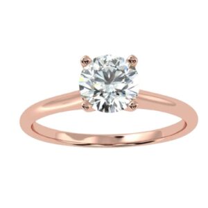 Round Solitaire Diamond Ring Made In 18 / 14 / 10 KT Gold Embellished With Certified Lab Diamonds For Anniversary And Wedding Gift For Her