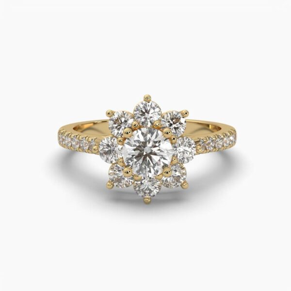 Elegance Round Diamond Ring Made In 18 / 14 / 10 KT Gold Embellished With Certified Lab Diamond For The Wedding And Anniversary Gift For Her