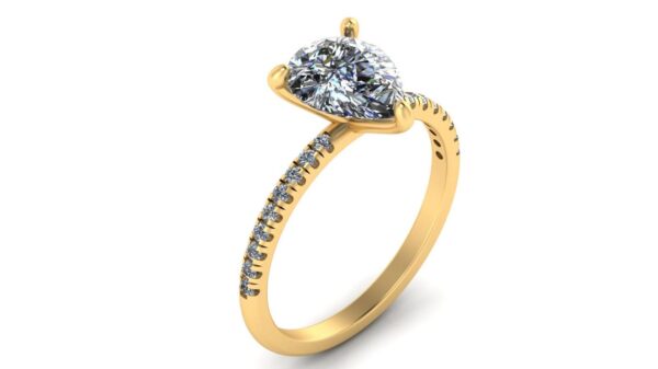 Pear Solitaire Beautiful Ring Made In 18 / 14 / 10 KT Gold Studded With Certified Lab Diamonds For The Wedding And Anniversary Gift For Her
