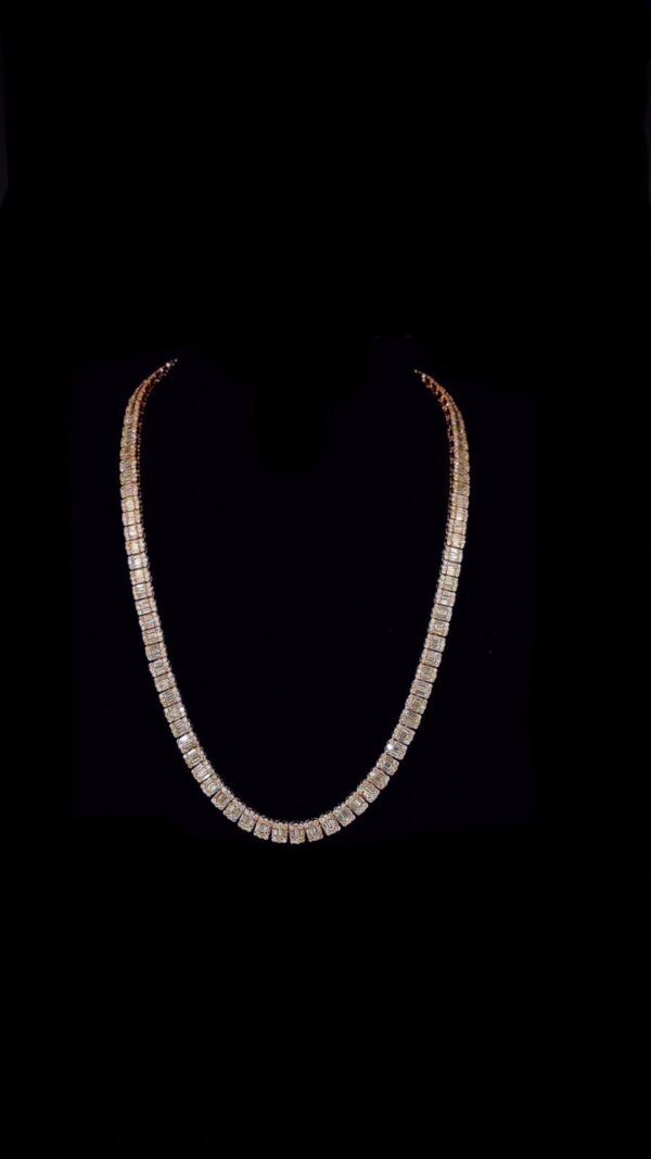 Iced Out Baguette Chain Made In 925 Sterling Silver Embellished With Shinny Moissanite Diamond For The Birthday And Anniversary Gift For Her