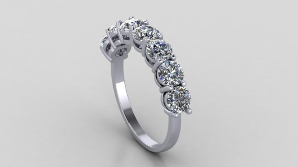 Seven Stone Round Diamond Ring Made In 18 / 14 / 10 KT Gold Embellished With Shinny Moissanite Diamonds For The Wedding And Anniversary Gift