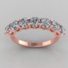 Seven Stone Round Diamond Ring Made In 18 / 14 / 10 KT Gold Embellished With Shinny Moissanite Diamonds For The Wedding And Anniversary Gift