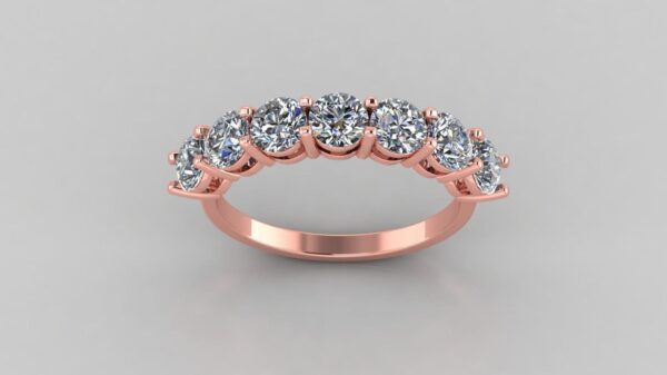 Seven Stone Round Diamond Ring Made In 18 / 14 / 10 KT Gold Embellished With Shinny Moissanite Diamonds For The Wedding And Anniversary Gift