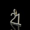 Iced Out Any Double Digit Number Pendant Made In 18 / 14 / 10 KT Gold Embellished With Shinny Moissanite Diamonds For The Birthday Gift