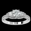 Three Stone Round Diamond Ring Made In 18 / 14 / 10 KT Gold Embellished With Certified Lab Diamonds For The Wedding And Anniversary Gift