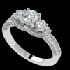 Three Stone Round Diamond Ring Made In 18 / 14 / 10 KT Gold Embellished With Certified Lab Diamonds For The Wedding And Anniversary Gift