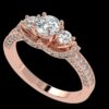 Three Stone Round Diamond Ring Made In 18 / 14 / 10 KT Gold Embellished With Certified Lab Diamonds For The Wedding And Anniversary Gift