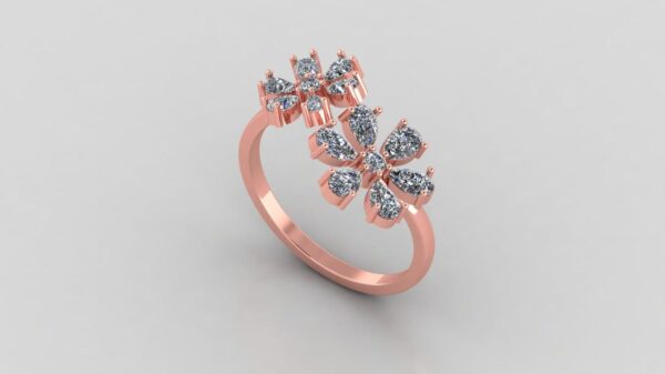 Beautiful Flower Round Diamond Ring Made In 18 / 14 / 10 KT Gold Studded With Certified Lab Diamonds For The Birthday And Anniversary Gift