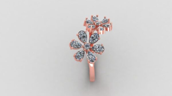 Beautiful Flower Round Diamond Ring Made In 18 / 14 / 10 KT Gold Studded With Certified Lab Diamonds For The Birthday And Anniversary Gift