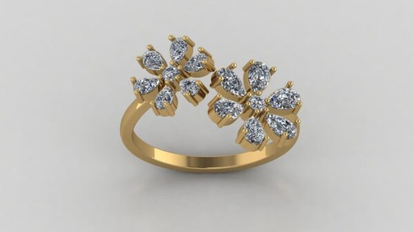 Beautiful Flower Round Diamond Ring Made In 18 / 14 / 10 KT Gold Studded With Certified Lab Diamonds For The Birthday And Anniversary Gift