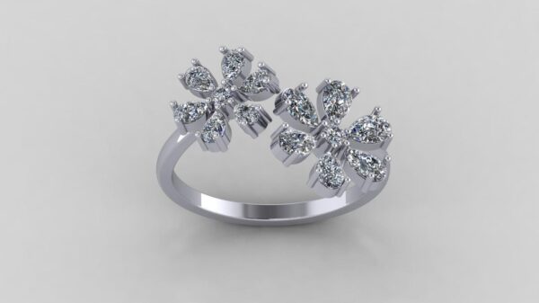 Beautiful Flower Round Diamond Ring Made In 18 / 14 / 10 KT Gold Studded With Certified Lab Diamonds For The Birthday And Anniversary Gift