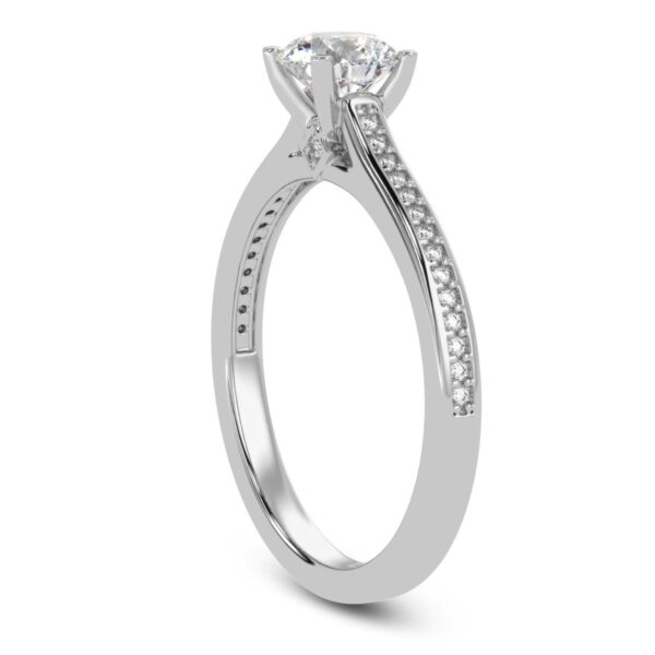 Round Solitaire Wedding Ring Made In 18 / 14 / 10 KT Gold Embellished With Shinny Moissanite Diamonds For The Wedding And Anniversary Gift