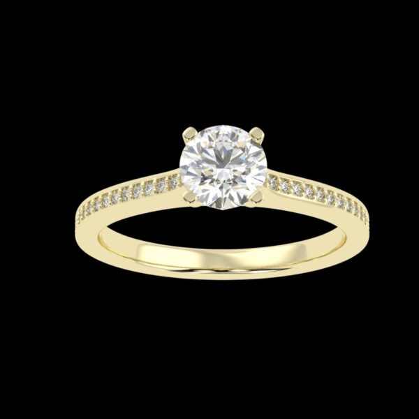 Round Solitaire Wedding Ring Made In 18 / 14 / 10 KT Gold Embellished With Shinny Moissanite Diamonds For The Wedding And Anniversary Gift