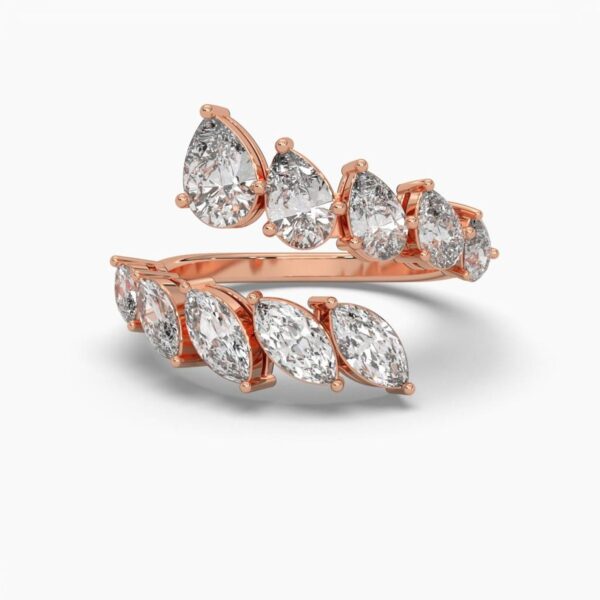 Pear And Marquise Diamond Ring Made In 18 / 14 / 10 KT Gold Embellished With Certified Lab Diamonds For The Wedding And Anniversary Gift