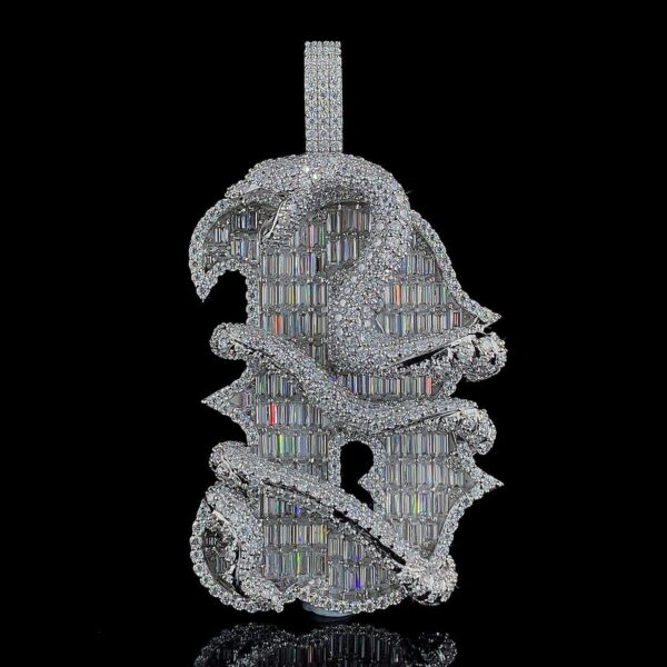 Iced Out Snake Design B Letter Pendant Made In 925Sterling Silver Studded With VVS Moissanite Diamond For The Birthday Gift , Unisex Pendant